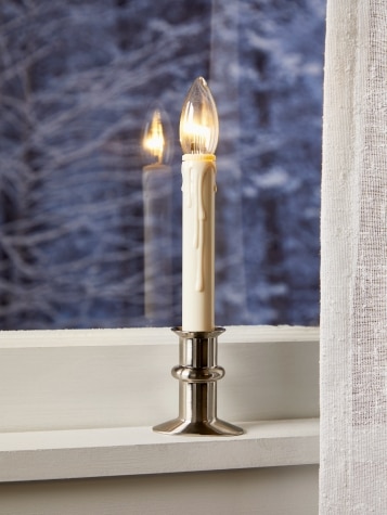 Cordless LED Slender Window Candle With Adjustable Base, Set of 4