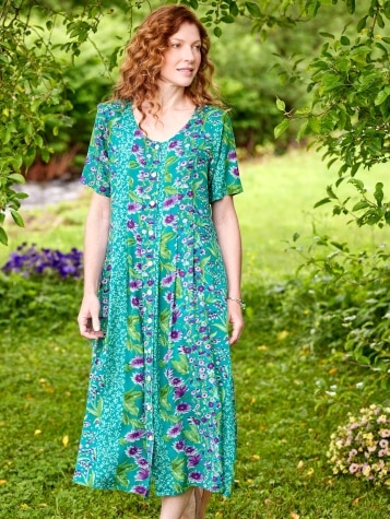 Delightful Garden Button-Front Dress for Women 