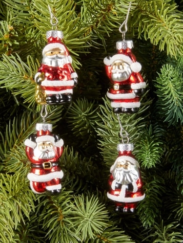 Mini Santa Blown-Glass Christmas Ornaments, Set of 8