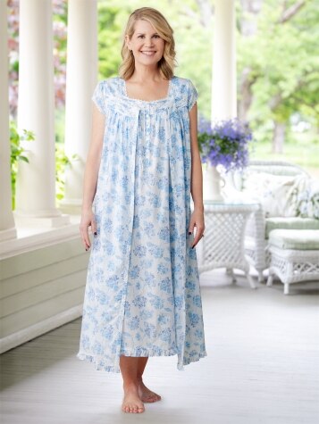 Ella Simone Blue Hydrangea Cotton Lawn Robe