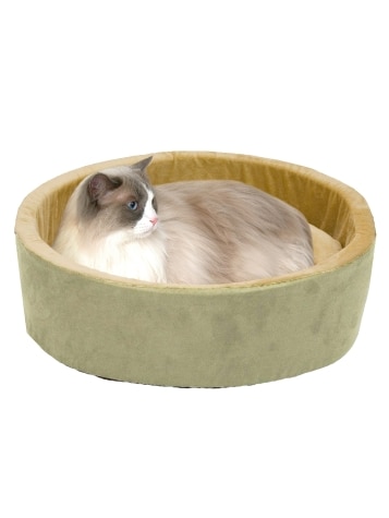 Round Thermo Heated Sage Pet Bed, In 2 Sizes