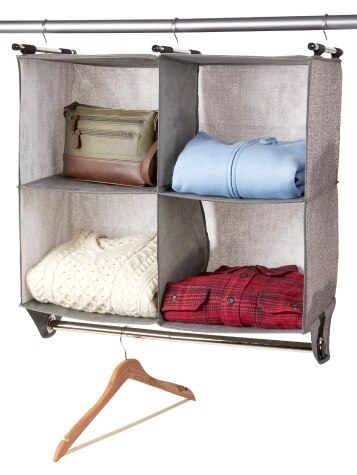 Four-Shelf Closet Organizer With Garment Rod