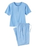 Women's Cotton Knit Short-Sleeve Henley Pajamas