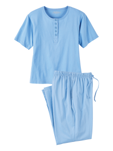 Women's Cotton Knit Short-Sleeve Henley Pajamas