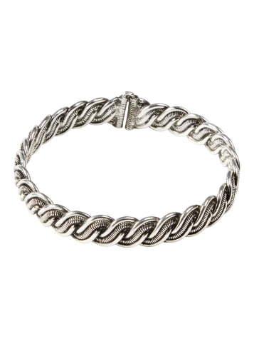 Tribal Hand-Braided Silver Bracelet with U Clasp