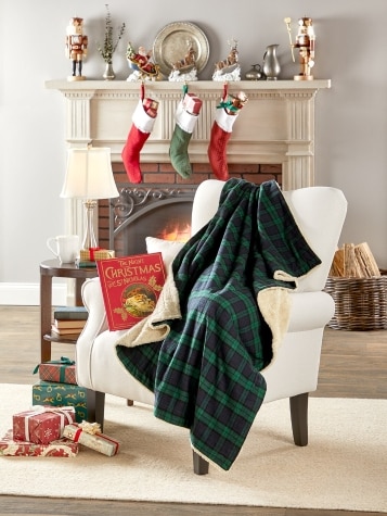 Portuguese Flannel and Sherpa Fleece Blanket or Throw