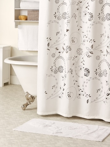 Floral Paisley Cutwork Shower Curtain