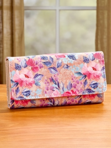 Bold Floral Clutch Wallet Front
