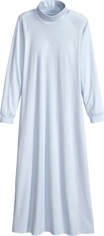 Cotton-Knit Turtleneck Popover Nightgown