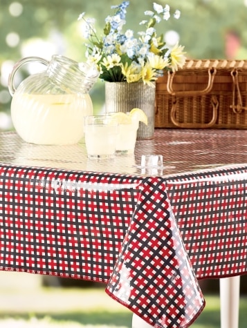 Heavy-Duty Red, White, and Blue Printed Oilcloth Tablecloth