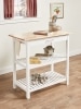 Rectangular Kitchen Island With Solid Wood Top and 2 Shelves