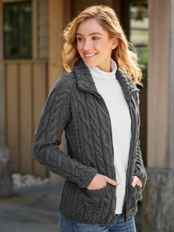 Womens zip 2025 up cardigan sweater
