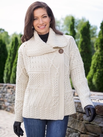 Women's Irish Wool Asymmetrical Cardigan