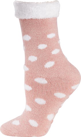 Fleece Cabin Slipper Socks for Women in Pink 