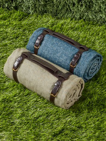 Blue And Sage Waterproof Picnic Blankets