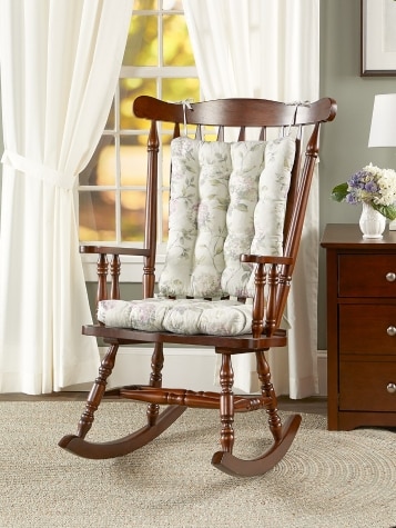 Whispering Hydrangea Never Flatten Rocker Chair Cushion Set