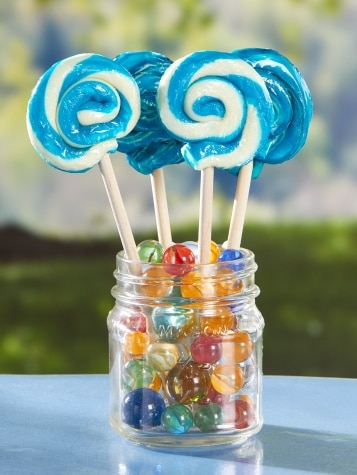 Blue and White Berry Swirl Lollipop, Set of 4