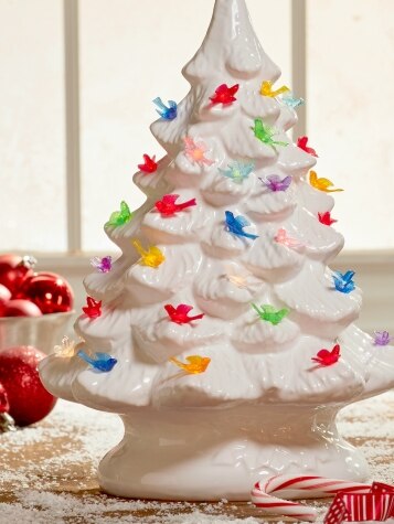 Festive Bird Ceramic Christmas Tree Bulbs
