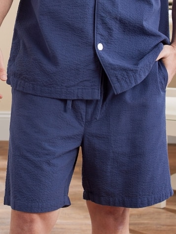 Men's Cotton Seersucker Short Pajama Set