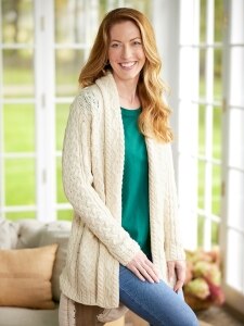 Women's Irish Wool Open-Front Long Cardigan
