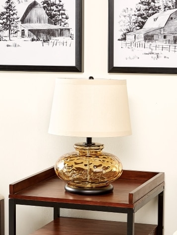 Amber Glow Glass Table Lamp