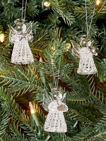 Spun Glass Angel Ornaments, Set of 6