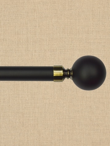 Black/Gold Curtain Rod With Finial, 1 Inch