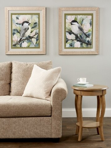 Chickadee in the Garden Art Print, Set of 2