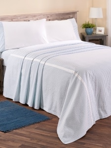 Comfortable Seersucker Portuguese Cotton Percale Bedspread