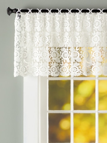 Floral Medallions Macrame Wide Tailored Valance