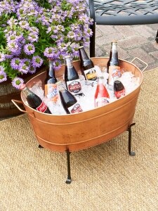 Oval Copper Tub With Folding Stand