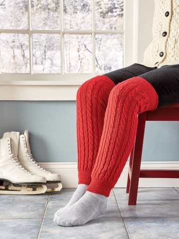 Red Women's Knit Leg Warmers
