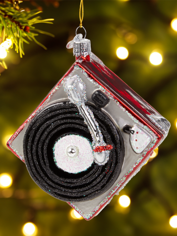 Classic Record Player Blown-Glass Christmas Ornament