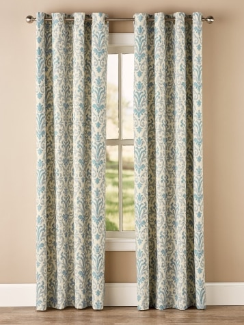 Venetian Brocade Linen Grommet Top Curtains