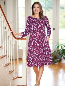 Ella Simone Fit-and-Flare Cotton Knit Floral Dress