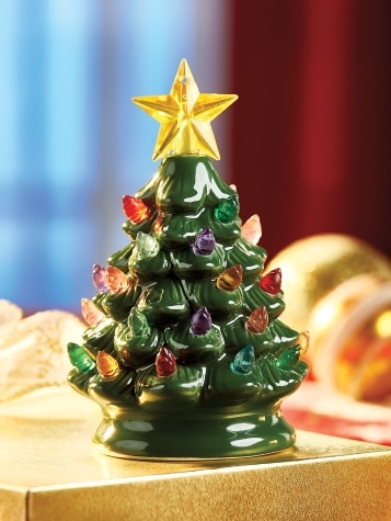Cordless 5 Inch Mini Ceramic Christmas Tree