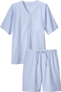 Stripe Cotton Seersucker Short Pajamas for Men
