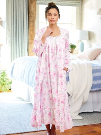 Eileen West Pink Roses Cotton Lawn Robe