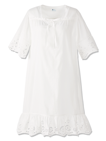 Ella Simone White Eyelet Cotton Lawn  Nightgown