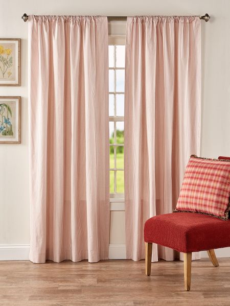 Ticking Stripe Curtain Panels With Tiebacks