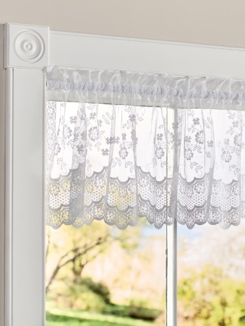 White Enchanted Gardens Lace Tailored Valance