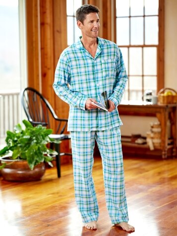 Men's Ocean Breeze Madras Plaid Cotton Pajamas