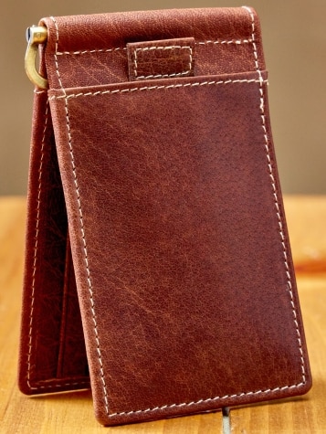 Men's Leather Money Clip RFID-Blocking Wallet