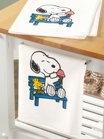 Peanuts Snoopy and Woodstock Summer Fun Flour Sack Towel, Set of 2