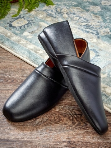 Mens Leather Slippers Classic House Slippers