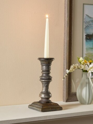 Rustic Charm 9 Inch Wood Taper Candle Holder