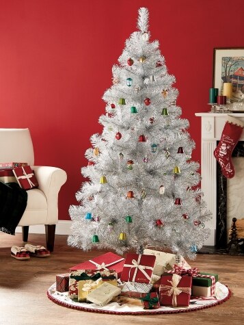 Silver Tinsel 6-Foot Un-Lit Artificial Christmas Tree