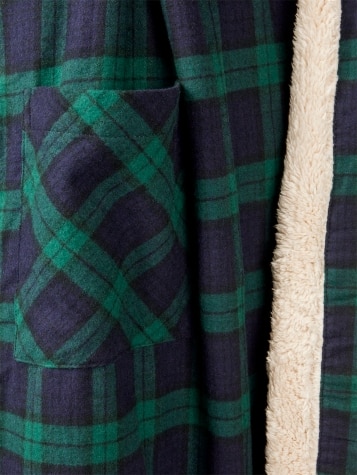 Men's Sherpa-Lined Portuguese Cotton Flannel Wrap Robe