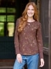 Women's Waffle-Knit Burgundy Floral-Print Top