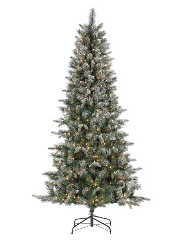 Pre-Lit Artificial Forest Shimmer Flocked Pine Christmas Tree